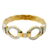 7.75” Pre-owned 9CT Diamond Set Double Hook & Loop Bangle (86.7g)